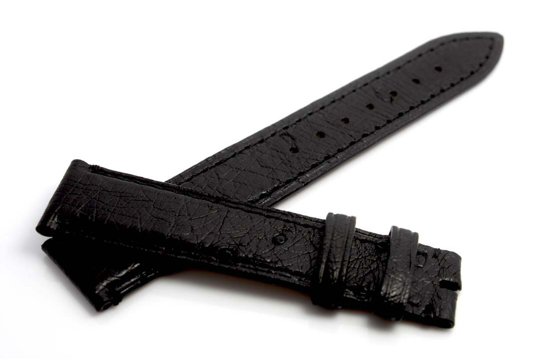 Black Africa Ostrish leather watchband - Click Image to Close